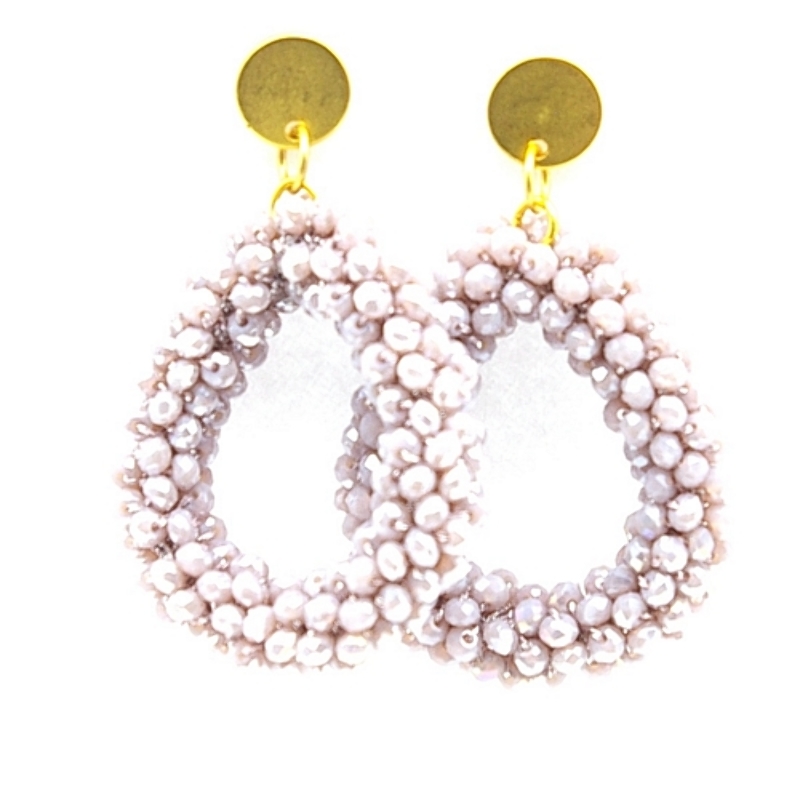 Oorbellen Candy klein lila facet met gouden steker