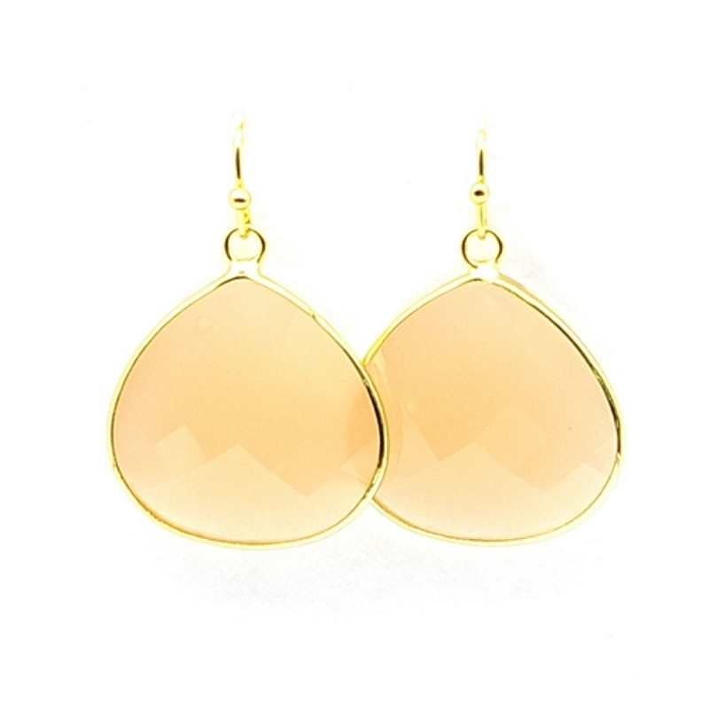 Oorbellen facet geslepen crystal druppel 25x25mm (nude)