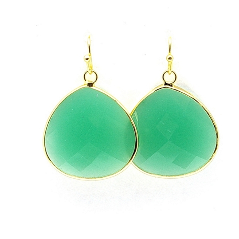 Oorbellen facet geslepen crystal druppel 25x25mm (groen)