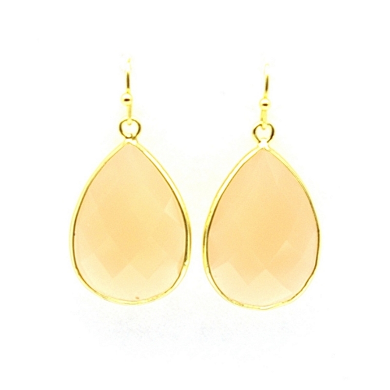 Oorbellen facet geslepen crystal druppel 18x25mm nude