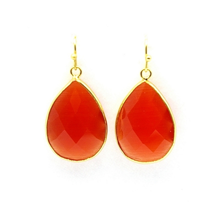 Oorbellen facet geslepen crystal druppel 18x25mm oranje