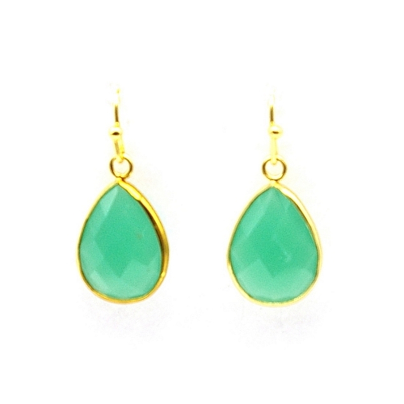 Oorbellen facet geslepen crystal druppel 13x18mm mintgroen