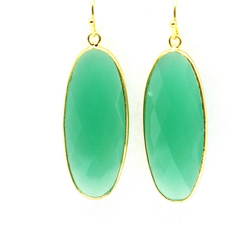 Oorbellen facet geslepen crystal druppel lang (mintgroen)