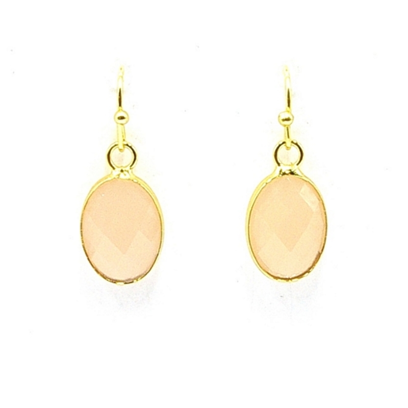 Oorbellen facet geslepen crystal ovaal 10x15mm nude