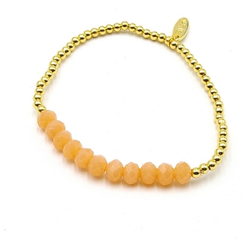Armband facetgeslepen kraal zalm en 3mm 14krt kraaltjes