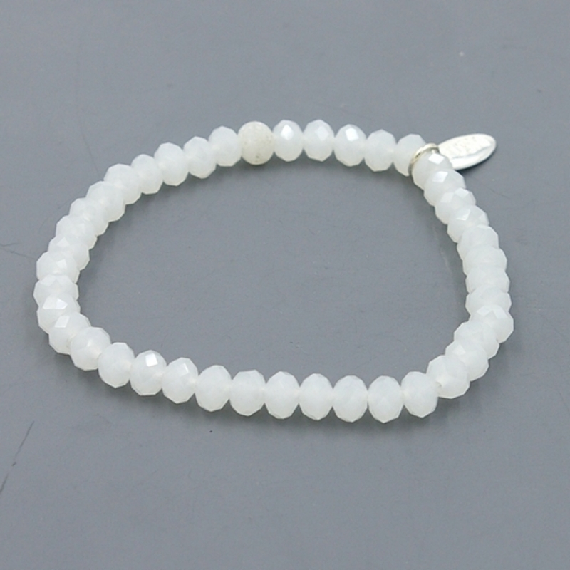 Armband facet 6mm (wit frost)