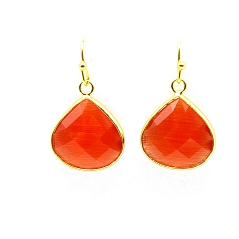 Oorbellen facet geslepen crystal druppel (oranje)