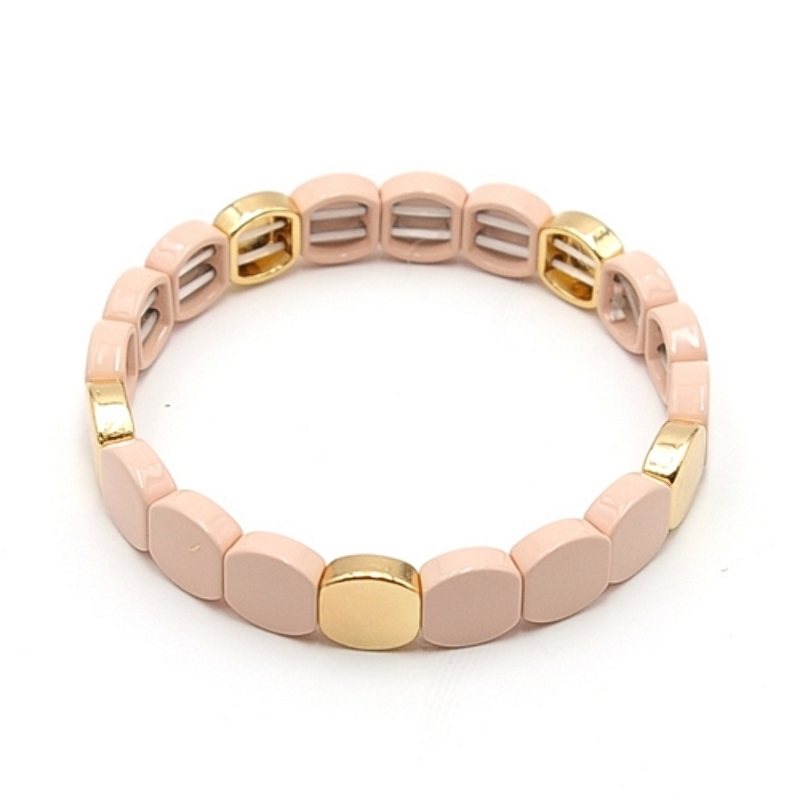 Armband emaille tegel vierkant afgerond oudroze goud