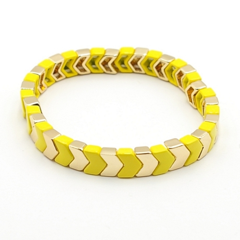 Armband emaille tegel v-vorm geel/goud
