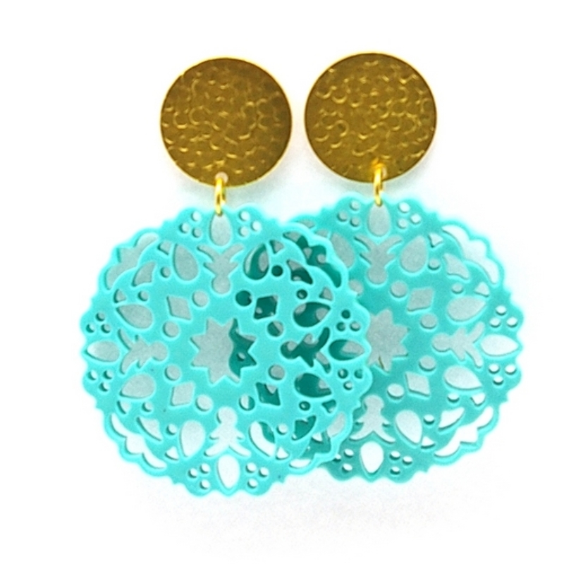 Oorbellen schelphars bloem turquoise