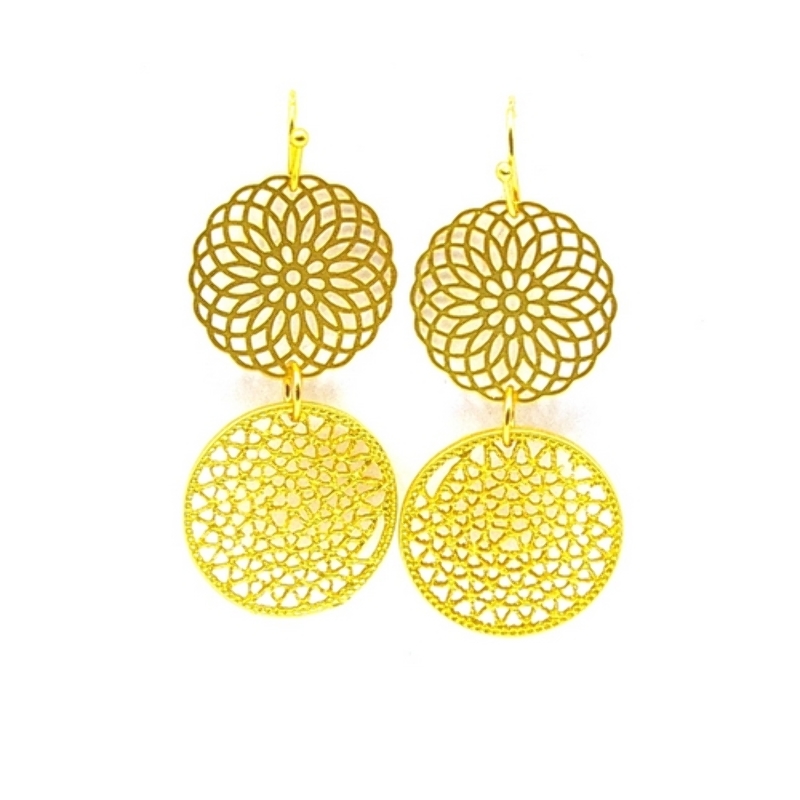 Oorbellen metaal filligrain plaatjes