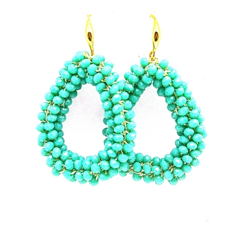 Oorbellen Candy klein turquoise facet met gouden haakjes