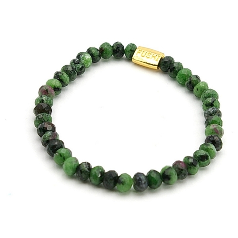 Armband facetgeslepen donut halfedelsteen mosagate