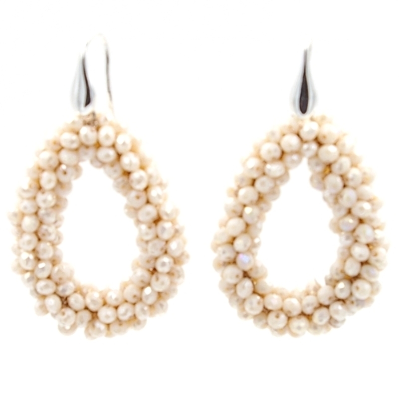 Oorbellen Candy champagne facet met zilveren haakjes