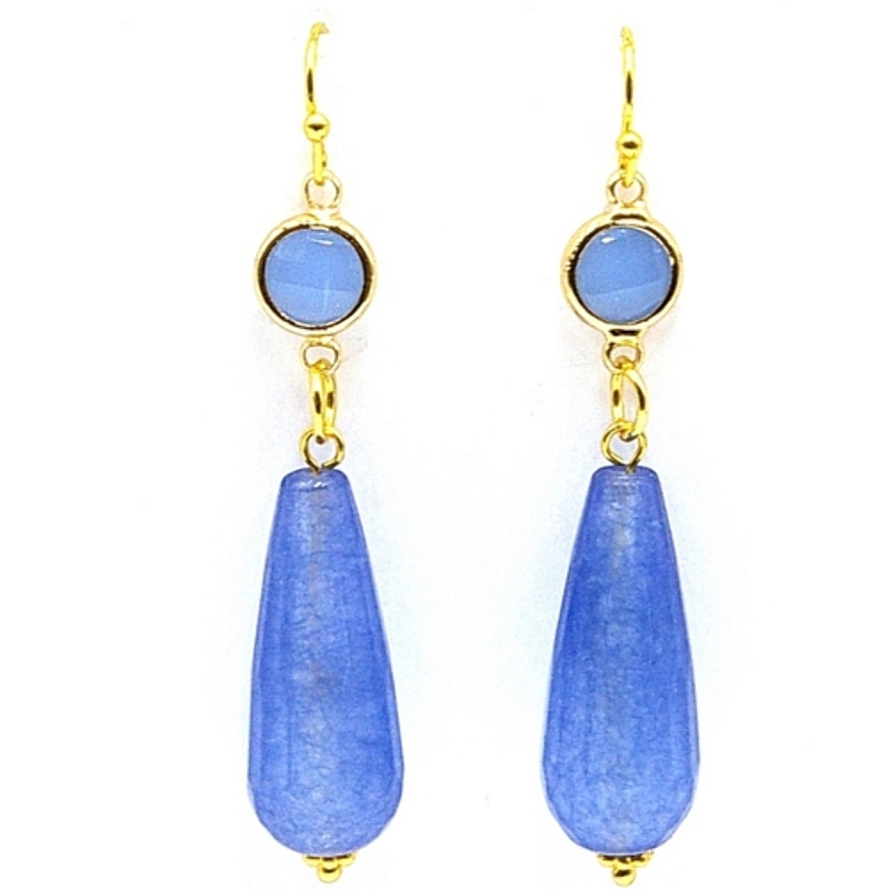 Oorbellen facetgeslepen glas druppel met facet tussenstuk