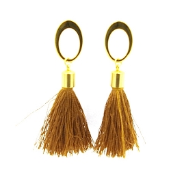 Oorbellen kwast zijdedraad met stainless steel bovenkant