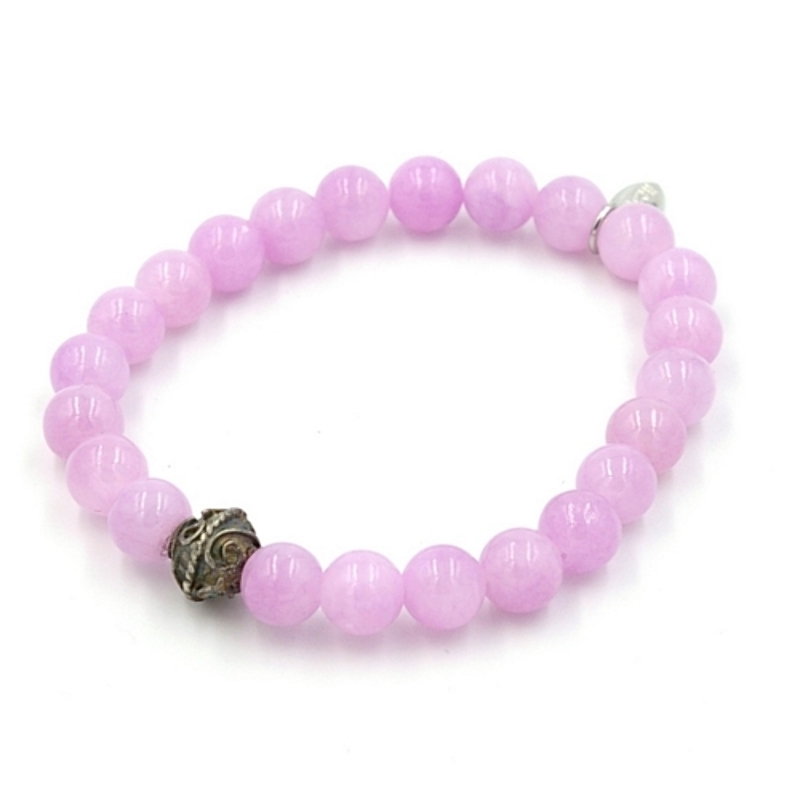 Armband 8mm steenkralen met metalen kraal