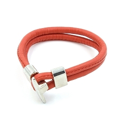Armband nappa leer zalm met zilver slot