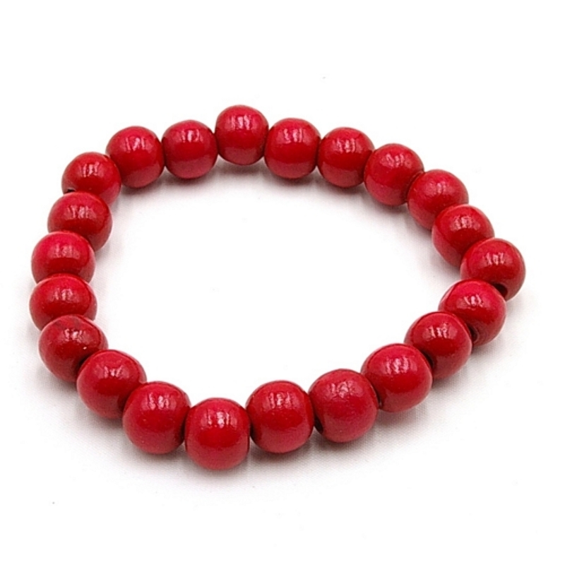 Armband 10mm rond hout rood