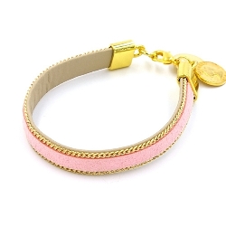 Armband roze suede met goud jasseron