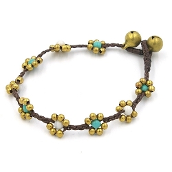 Armband 4mm stone beads bloemetje met oudgoud