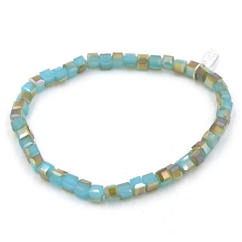 Armband facet 6mm vierkant turquoise AB