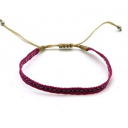 Armband geweven plat fuchsia
