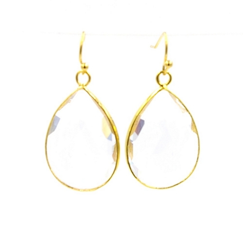 Oorbellen facet geslepen crystal druppel klein (crystal)
