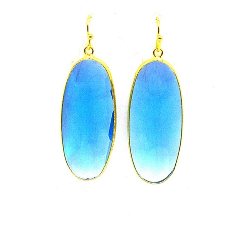 Oorbellen facet geslepen crystal druppel lang (aqua)