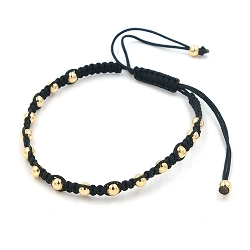 Armband macramee met verguld gouden balletjes