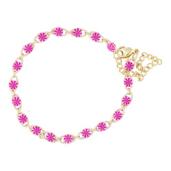 Armband metaal met fuchsia...