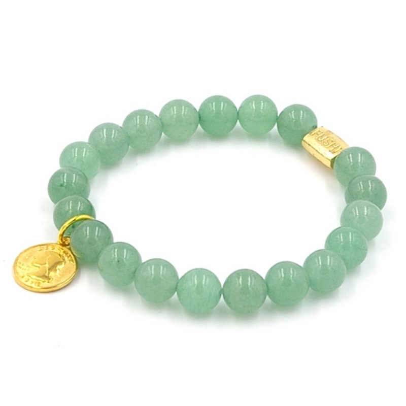 Armband halfedelsteen 10mm aventurine met goud
