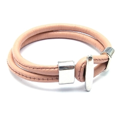 Armband nappa leer taupe met zilver slot