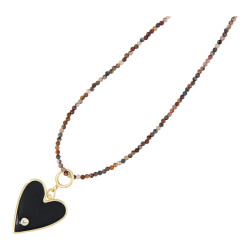 Ketting 3mm halfedelsteen...