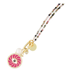 Ketting 3mm halfedelsteen...