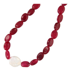 Ketting halfedelsteen rose...