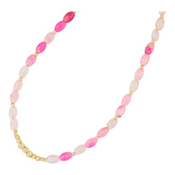 Ketting halfedelsteen pink...