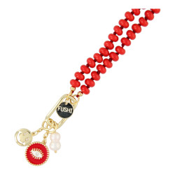 Ketting glaskralen rood...
