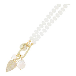 Ketting glaskralen wit...