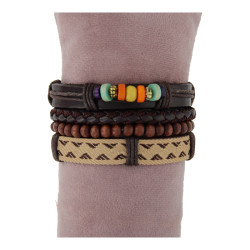 Heren armbandset bruin...