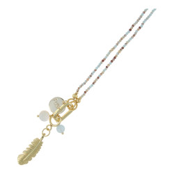 Ketting 2mm halfedelsteen...